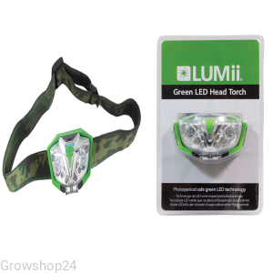 Lampa czołowa LUMII Green LED - kontrola roślin w nocy