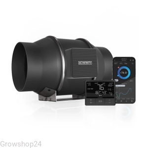 Wentylator AC Infinity Quiet Inline 100mm 350 m3/h 10 trybów + kontroler wilgotności i temperatury