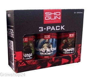 Zestaw nawozów trypack Shogun Fertilisers Samurai Terra Grow - Bloom - Sumo Active Boost - 3x 250ml