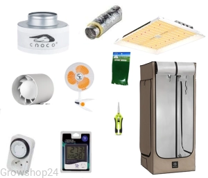 Growbox zestaw Namiot 70x70x170 + Wentylator airRoxy quiet 125mm 158m3 + Filtr węglowy Croco Filters Flat 80-120m3/h fi 125mm